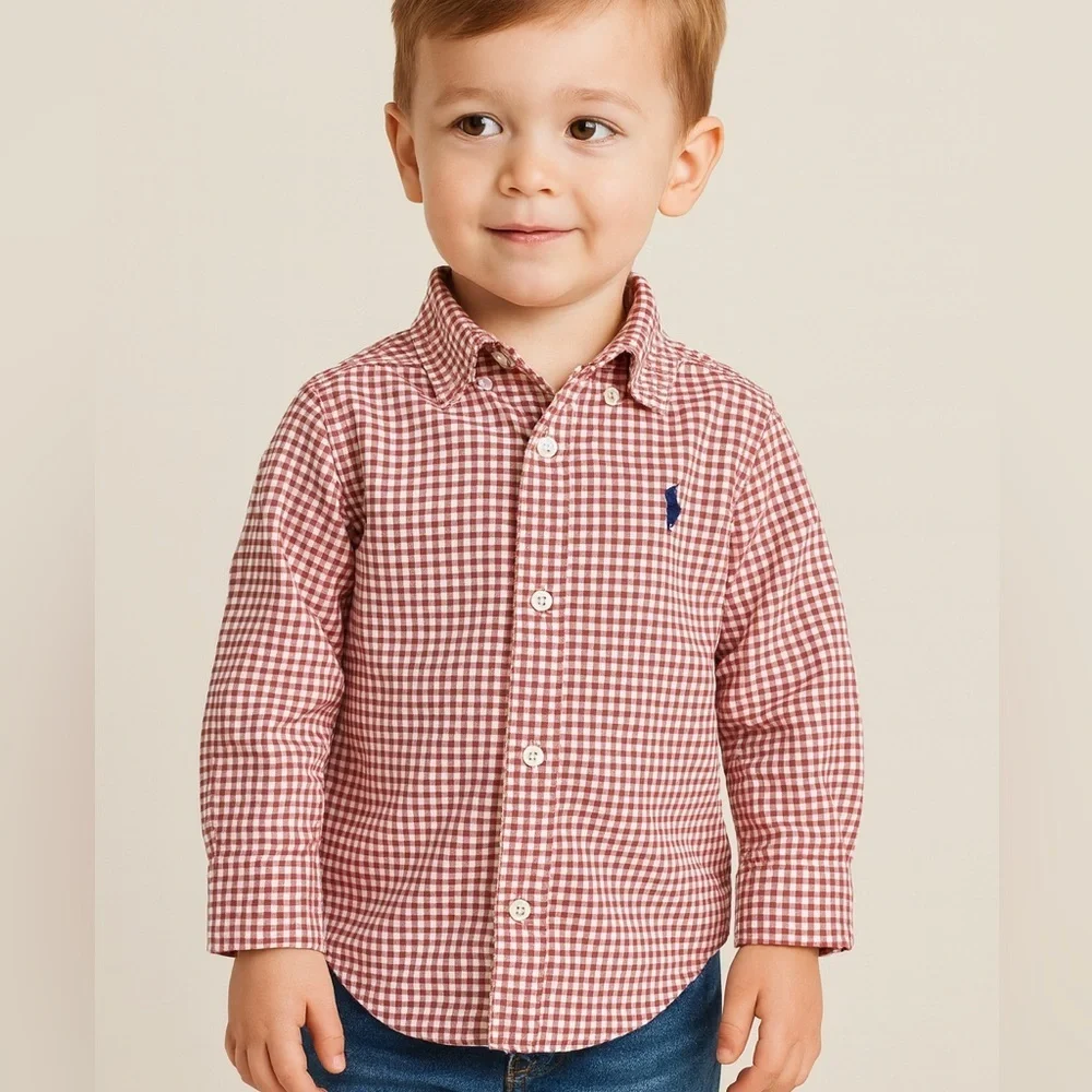 Ralph Lauren Kids Orange Checkered Button Down Shirt
